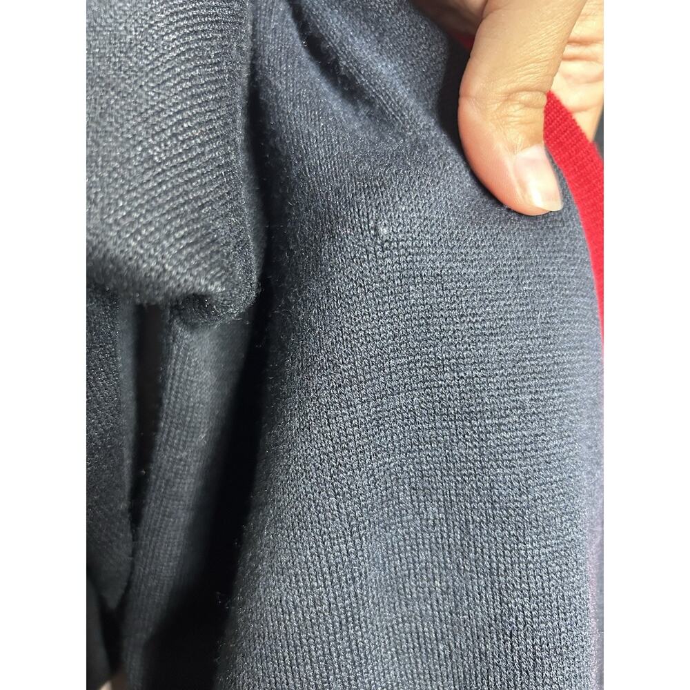 Vintage Liz Claiborne Collection Navy Red Cardigan Lambs Wool Academia Classic L - Picture 7 of 9